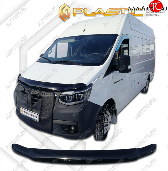 2 599 р. Дефлектор капота (exclusive) CA-Plastic  ГАЗ ГАЗель NN ( 220,  129,220,200) (2019-2025) автобус, цельнометаллический фургон, шасси (Classic чёрный, Без надписи)  с доставкой в г. Вологда