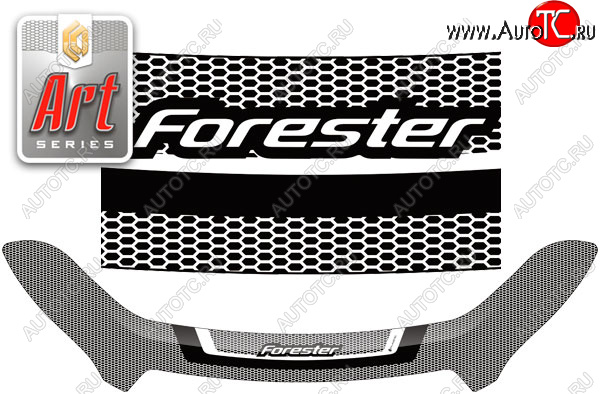 2 599 р. Дефлектор капота CA-Plastic  Subaru Forester  SK/S14 (2018-2021) дорестайлинг (Art чёрная)  с доставкой в г. Вологда