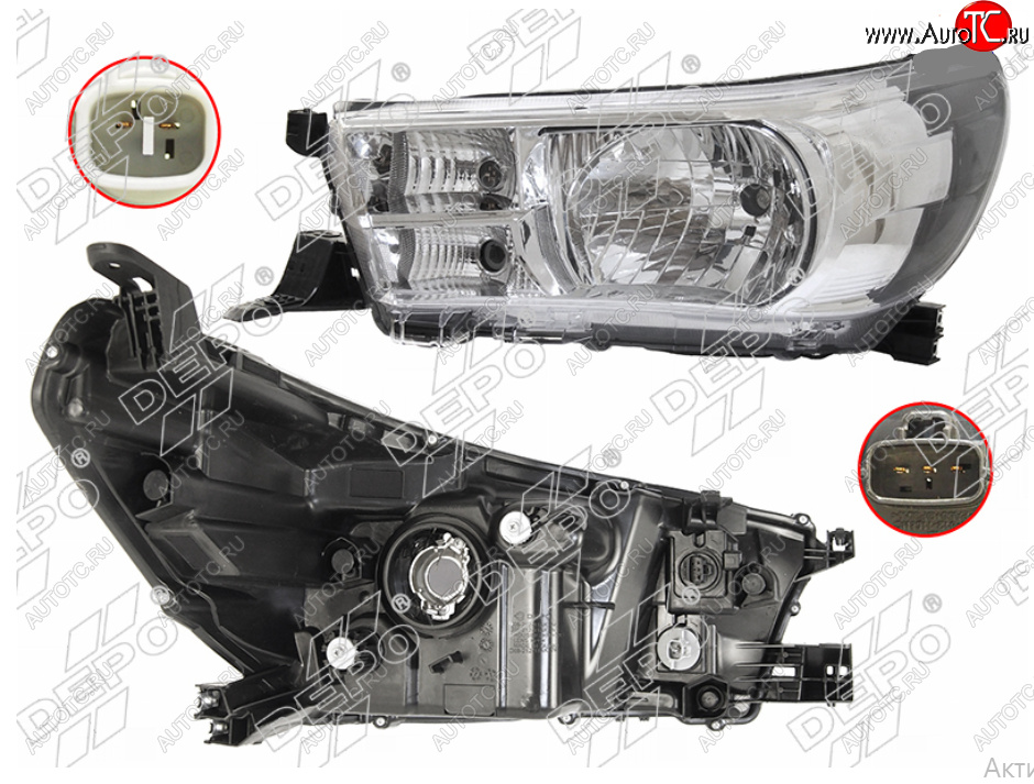 13 949 р. Левая фара (галоген под корректор) DEPO  Toyota Hilux Revo (2015-2018) Double Cab дорестайлинг  с доставкой в г. Вологда
