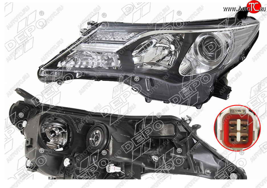 21 749 р. Левая фара (галоген, LED, с электрокорректором, Евросвет) DEPO  Toyota RAV4  XA40 (2012-2015) 5 дв. дорестайлинг  с доставкой в г. Вологда