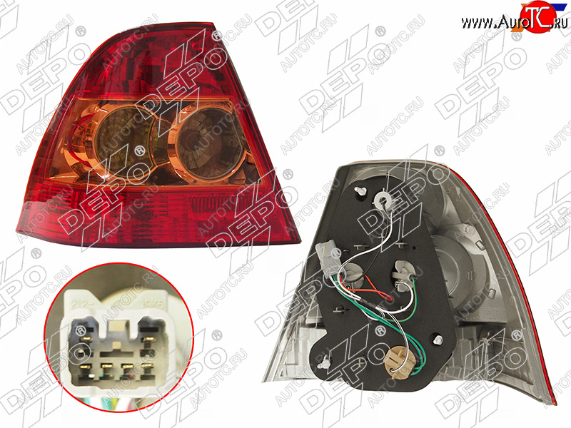 5 499 р. Левый фонарь задний (Euro) DEPO  Toyota Corolla  E120 (2004-2007) седан рестайлинг  с доставкой в г. Вологда