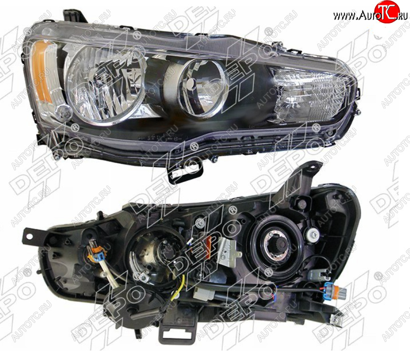 12 499 р. Правая фара (под электрокорректор, Евросвет) DEPO  Mitsubishi Lancer  10 CY (2007-2017) седан дорестайлинг, хэтчбэк дорестайлинг, седан рестайлинг, хэтчбек 5 дв рестайлинг  с доставкой в г. Вологда