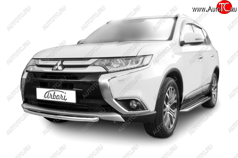 4 499 р. Защита переднего бампера (короткая диаметр 57 мм) Arbori Mitsubishi Outlander GF 2-ой рестайлинг (2015-2018)  с доставкой в г. Вологда