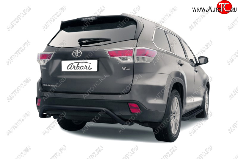 2 799 р. Защита заднего бампера (диаметр 57 мм) Arbori Toyota Highlander XU50 дорестайлинг (2013-2017)  с доставкой в г. Вологда
