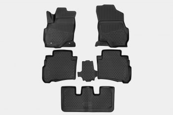 Коврики салона (полиуретан) Element 3D Toyota Fortuner AN160 рестайлинг (2020-2025) (Чёрные)