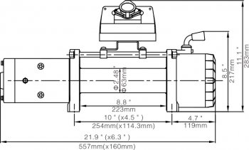 51 999 р. Лебёдка электрическая 12V 10000 lbs 4500 кг Runva   (Стальной трос)  с доставкой в г. Вологда. Увеличить фотографию 2