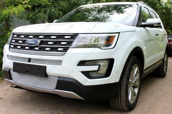 3 599 р. Защитная сетка в бампер (ячейка 4х10 мм, середина) Alfeco Премиум  Ford Explorer  U502 (2015-2018) 1-ый рестайлинг, 5 дв.  с доставкой в г. Вологда. Увеличить фотографию 3