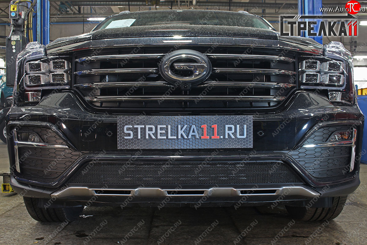 2 799 р. Защитная сетка радиатора в бампер (ячейка 3х7 мм, с датчиком ACC, GT) Стрелка11 Стандарт  GAC GS8 (2016-2023) (черная)  с доставкой в г. Вологда