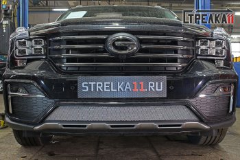 Защитная сетка радиатора в бампер (ячейка 3х7 мм, с датчиком ACC, GT) Стрелка11 Стандарт GAC GS8 (2016-2023) (хром)