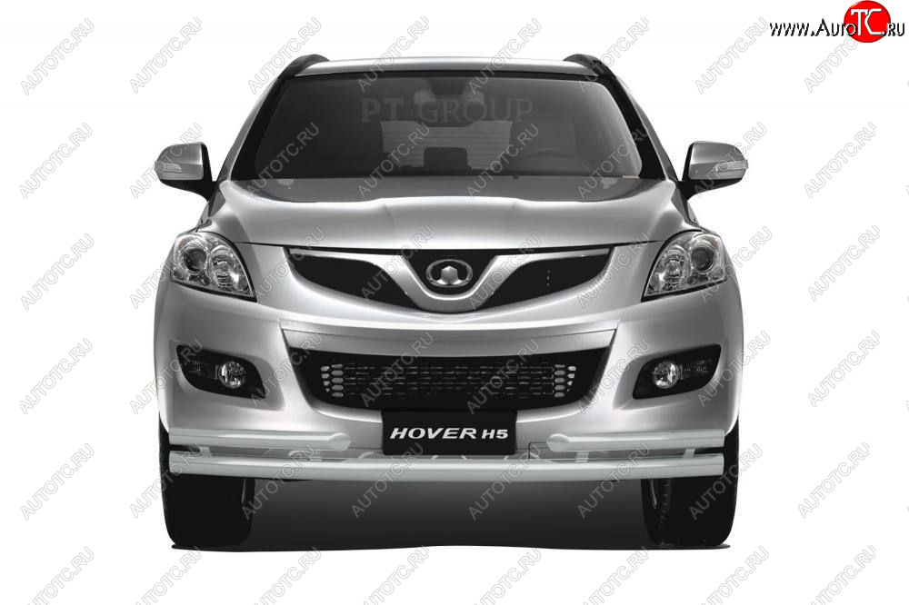 5 999 р. Защита переднего бампера (с углами, Ø63 и 51) Petroil Tuning Great Wall Hover H3  дорестайлинг (2010-2014) (окрашенный в цвет серебристый (Искра))  с доставкой в г. Вологда