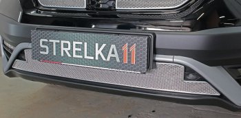 Защитная сетка радиатора в бампер (ячейка 4х10 мм, низ, под парктроник) Стрелка11 Премиум Honda CR-V  RW,RT (2019-2022) рестайлинг (хром)