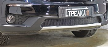 Защитная сетка радиатора в бампер (ячейка 3х7 мм, низ) Стрелка11 Стандарт Honda Pilot  YF6 (2018-2021) рестайлинг (черная)