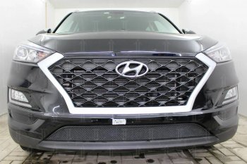 Защитная сетка радиатора в бампер (ячейка 3х7 мм) Стрелка11 Стандарт Hyundai Tucson  TL (2018-2021) рестайлинг (хром)