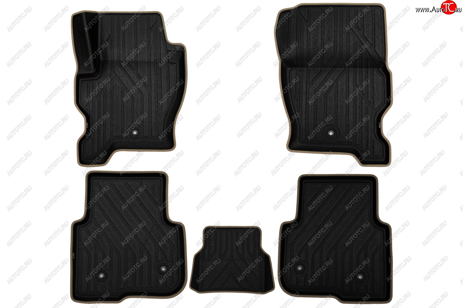 5 999 р. Коврики салона (Polystar) KVEST 3D Land Rover Discovery 4 L319 (2009-2016) (Чёрные с бежевым)  с доставкой в г. Вологда