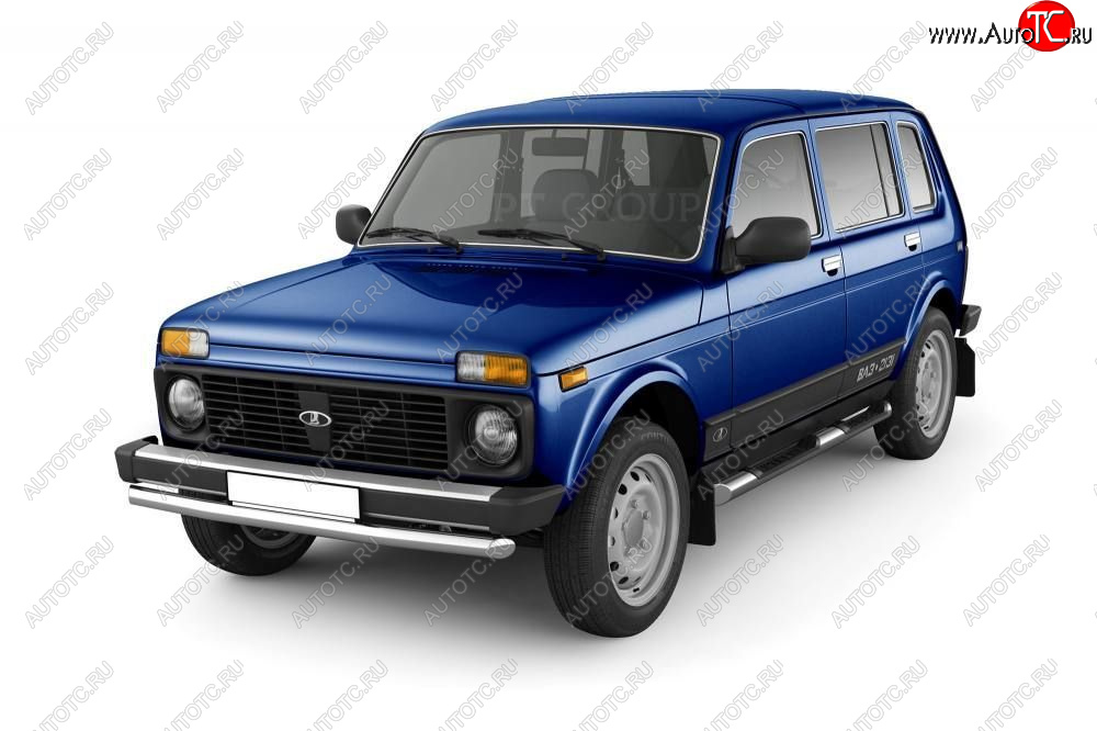 19 499 р. Защита порогов (с накладками, Ø76 мм) Petroil Tuning Лада нива 4х4 2131 5 дв. дорестайлинг (1993-2019) (полированная нержавейка)  с доставкой в г. Вологда