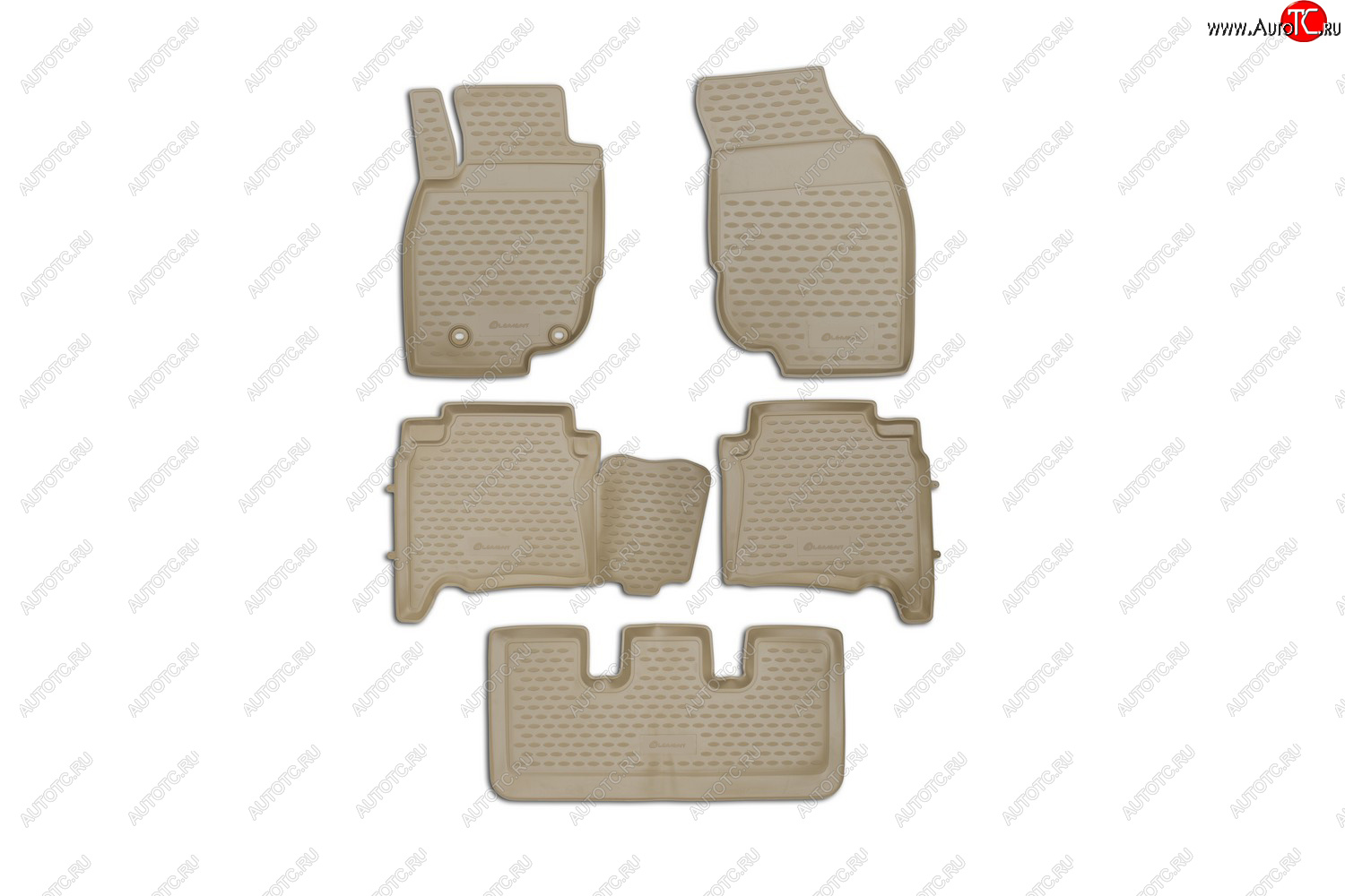 2 459 р. Коврики в салон TOYOTA Fortuner, 012013-2017, левый руль, 5 шт. (полиуретан, бежевый)  Тойота Фортунер Element nlc.48.110.212k  с доставкой в г. Вологда