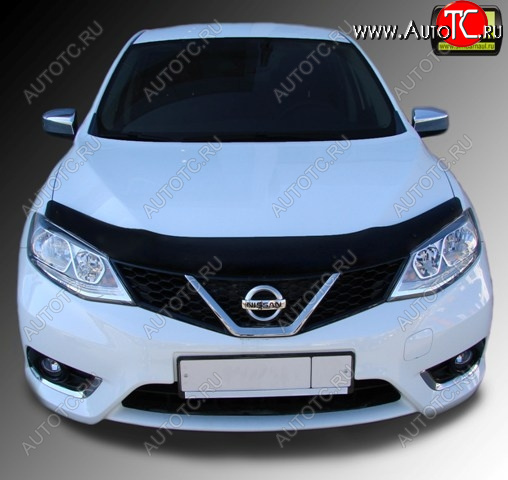 1 329 р. Дефлектор капота SIM Nissan Tiida 2 хэтчбек C13 дорестайлинг (2015-2016)  с доставкой в г. Вологда