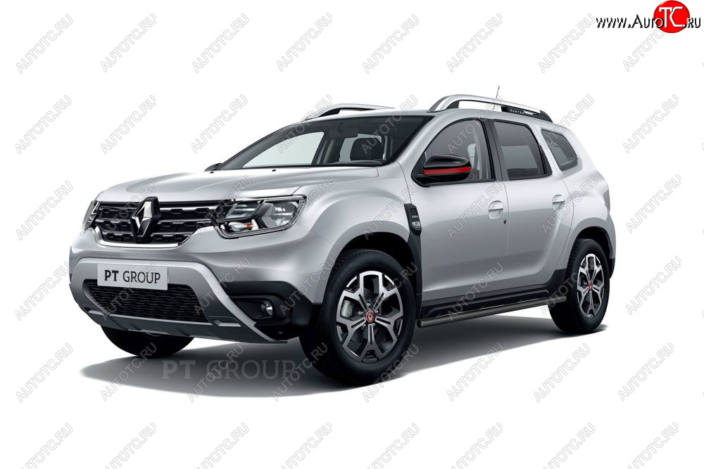 6 349 р. Защита порогов (прямая, Ø63 мм) Petroil Tuning Renault Duster HM рестайлинг (2021-2024) (окраска в черный (Шагрень))  с доставкой в г. Вологда