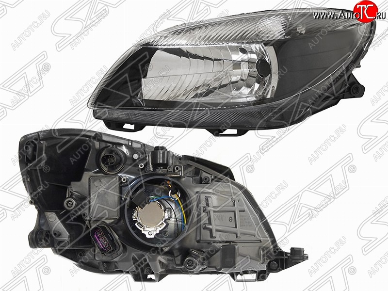 6 699 р. Левая фара передняя SAT (черная) Skoda Fabia Mk2 универсал рестайлинг (2010-2014)  с доставкой в г. Вологда