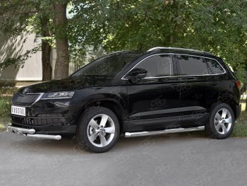 26 999 р. Защита переднего бампера (2 трубы Ø63 мм, нержавейка) SLITKOFF Skoda Karoq NU7 дорестайлинг (2017-2021)  с доставкой в г. Вологда. Увеличить фотографию 3