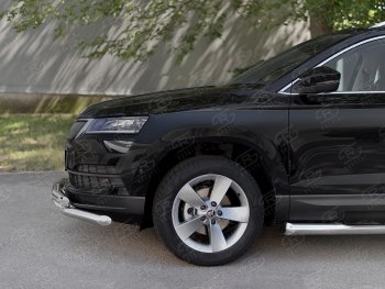 26 999 р. Защита переднего бампера (2 трубы Ø63 мм, нержавейка) SLITKOFF Skoda Karoq NU7 дорестайлинг (2017-2021)  с доставкой в г. Вологда. Увеличить фотографию 4
