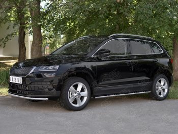 15 499 р. Защита переднего бампера (Ø42 мм, нержавейка) SLITKOFF Skoda Karoq NU7 дорестайлинг (2017-2021)  с доставкой в г. Вологда. Увеличить фотографию 3