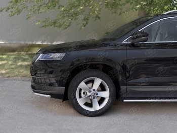 15 499 р. Защита переднего бампера (Ø42 мм, нержавейка) SLITKOFF Skoda Karoq NU7 дорестайлинг (2017-2021)  с доставкой в г. Вологда. Увеличить фотографию 4
