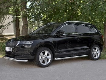 21 899 р. Защита переднего бампера (2 трубы Ø63 и 42 мм, нержавейка) SLITKOFF Skoda Karoq NU7 дорестайлинг (2017-2021)  с доставкой в г. Вологда. Увеличить фотографию 3
