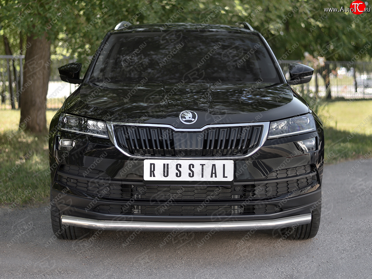 16 299 р. Защита переднего бампера (Ø63 мм, нержавейка) SLITKOFF Skoda Karoq NU7 дорестайлинг (2017-2021)  с доставкой в г. Вологда