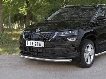 16 299 р. Защита переднего бампера (Ø63 мм, нержавейка) SLITKOFF Skoda Karoq NU7 дорестайлинг (2017-2021)  с доставкой в г. Вологда. Увеличить фотографию 2