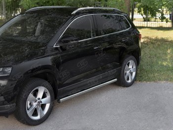 18 799 р. Защита порогов на SLITKOFF труба d63 Skoda Karoq NU7 дорестайлинг (2017-2021) (защита порогов с заглушками на торцах)  с доставкой в г. Вологда. Увеличить фотографию 2