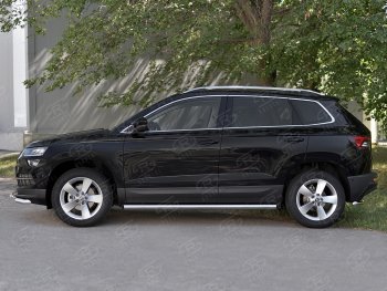 18 799 р. Защита порогов на SLITKOFF труба d63 Skoda Karoq NU7 дорестайлинг (2017-2021) (защита порогов с заглушками на торцах)  с доставкой в г. Вологда. Увеличить фотографию 3