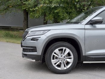 15 249 р. Защита переднего бампера (Ø42 мм, нержавейка) SLITKOFF Skoda Kodiaq NU7 дорестайлинг (2017-2021)  с доставкой в г. Вологда. Увеличить фотографию 2