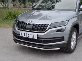 15 249 р. Защита переднего бампера (Ø42 мм, нержавейка) SLITKOFF Skoda Kodiaq NU7 дорестайлинг (2017-2021)  с доставкой в г. Вологда. Увеличить фотографию 3