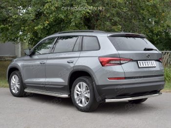 16 999 р. Защита заднего бампера (Ø63 мм, нержавейка) SLITKOFF Skoda Kodiaq NU7 дорестайлинг (2017-2021)  с доставкой в г. Вологда. Увеличить фотографию 2