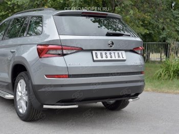 13 849 р. Защита заднего бампера (Ø42 мм, уголки, нержавейка) SLITKOFF Skoda Kodiaq NU7 дорестайлинг (2017-2021)  с доставкой в г. Вологда. Увеличить фотографию 3
