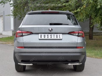 13 849 р. Защита заднего бампера (Ø42 мм, уголки, нержавейка) SLITKOFF Skoda Kodiaq NU7 дорестайлинг (2017-2021)  с доставкой в г. Вологда. Увеличить фотографию 4