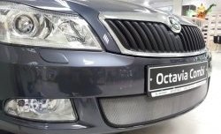 1 539 р. Сетка на бампер Russtal (хром) Skoda Octavia A5 рестайлинг универсал (2008-2013)  с доставкой в г. Вологда. Увеличить фотографию 2
