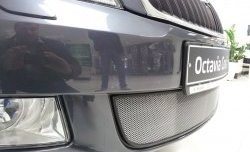 1 539 р. Сетка на бампер Russtal (хром) Skoda Octavia A5 рестайлинг универсал (2008-2013)  с доставкой в г. Вологда. Увеличить фотографию 3