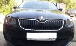 1 299 р. Сетка (для комплектации Active) на бампер Russtal (черная) Skoda Octavia A7 дорестайлинг лифтбэк (2012-2017)  с доставкой в г. Вологда. Увеличить фотографию 2