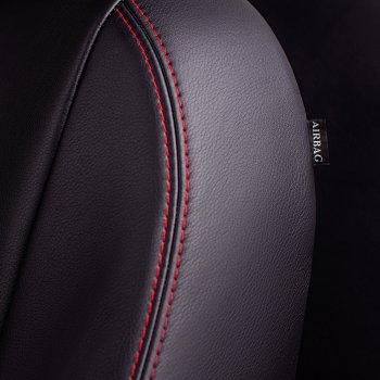 7 199 р. Чехлы для сидений (экокожа, РЗСиС, 2 П) Lord Autofashion Турин Ромб Skoda Octavia Tour A4 1U5 универсал дорестайлинг (1996-2000) (Черный, вставка черная, строчка красная)  с доставкой в г. Вологда. Увеличить фотографию 5
