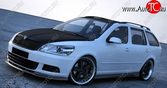 4 899 р. Накладка на передний бампер CT v4 Skoda Octavia A5 рестайлинг универсал (2008-2013) (Неокрашенная)  с доставкой в г. Вологда