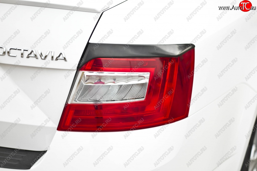 829 р. Реснички на фонари RA Skoda Octavia A7 дорестайлинг лифтбэк (2012-2017) (Неокрашенные)  с доставкой в г. Вологда