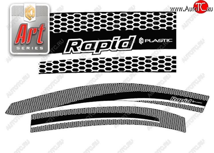 2 159 р. Дефлектора окон CA-Plastic  Skoda Rapid  NH3 (2012-2017) дорестайлинг лифтбэк (Серия Art черная, Без хром.молдинга)  с доставкой в г. Вологда