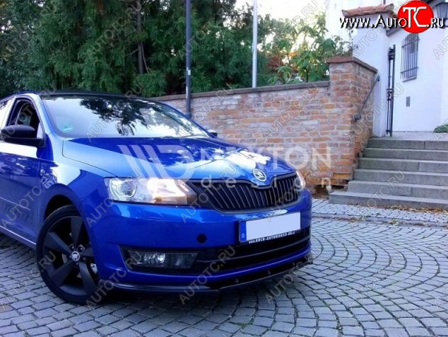 6 299 р. Накладка на передний бампер Splitter Skoda Rapid NH3 дорестайлинг лифтбэк (2012-2017) (Неокрашенная)  с доставкой в г. Вологда