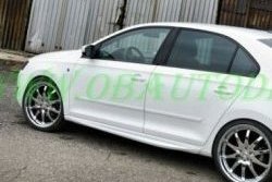 6 249 р. Пороги накладки CT Skoda Rapid NH3 дорестайлинг лифтбэк (2012-2017) (Неокрашенные)  с доставкой в г. Вологда. Увеличить фотографию 4
