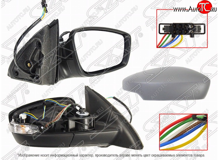 2 799 р. Правое зекрало SAT (поворот, регулировка, обогрев, 6 контактов) Volkswagen Polo Mk6 лифтбек (2020-2022) (неокрашенное)  с доставкой в г. Вологда