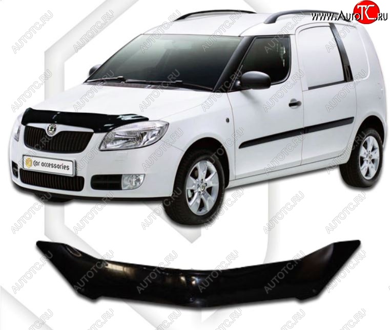 1 389 р. Дефлектор капота CA-Plastic  Skoda Roomster  5J (2006-2010) дорестайлинг (Classic черный, Без надписи)  с доставкой в г. Вологда