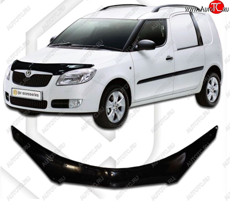 2 399 р. Дефлектор капота CA-Plastiс exclusive  Skoda Roomster  5J (2006-2010) дорестайлинг (Classic черный, Без надписи)  с доставкой в г. Вологда