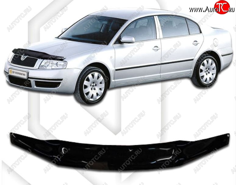 1 999 р. Дефлектор капота CA-Plastic Skoda Superb седан 3U дорестайлинг (2001-2006) (Classic черный, Без надписи)  с доставкой в г. Вологда